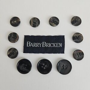 Barry Bricken Black Brown Gray Swirl Suit Blazer Replacement Buttons Set of 11